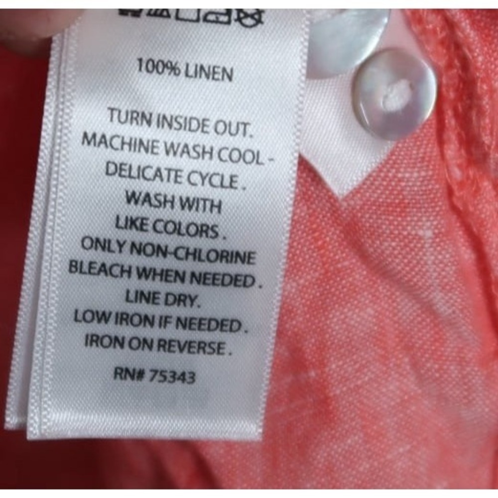 Sigrid Olsen 100% Linen Blouse Womens 3X Coral Button Tunic Resort Boho NWT - Picture 8 of 8